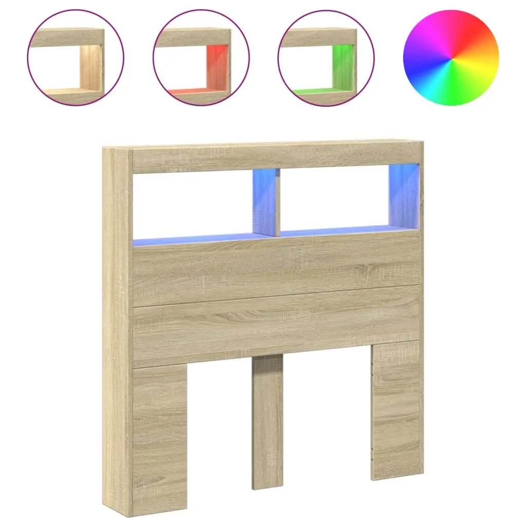 100 cm Brown Headboard Cabinet with RGB Lights