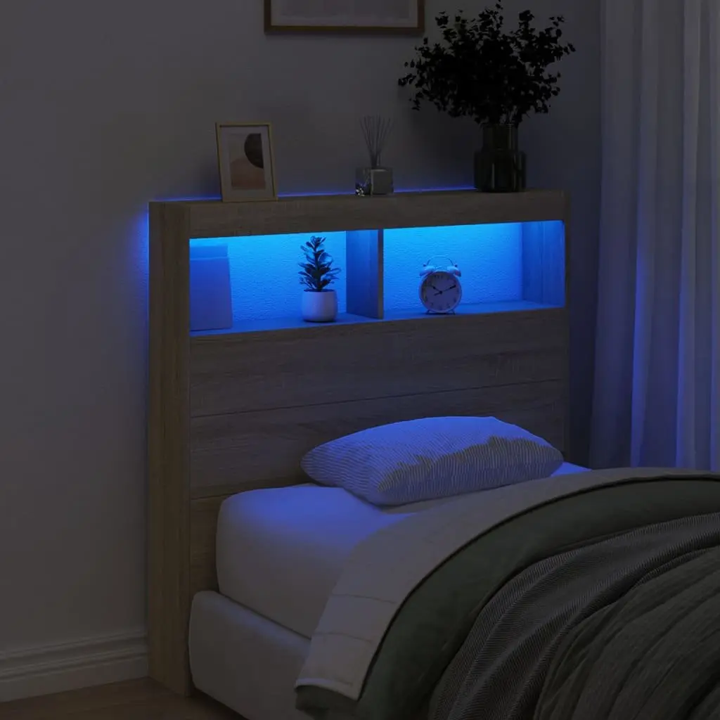100 cm Brown Headboard Cabinet with RGB Lights