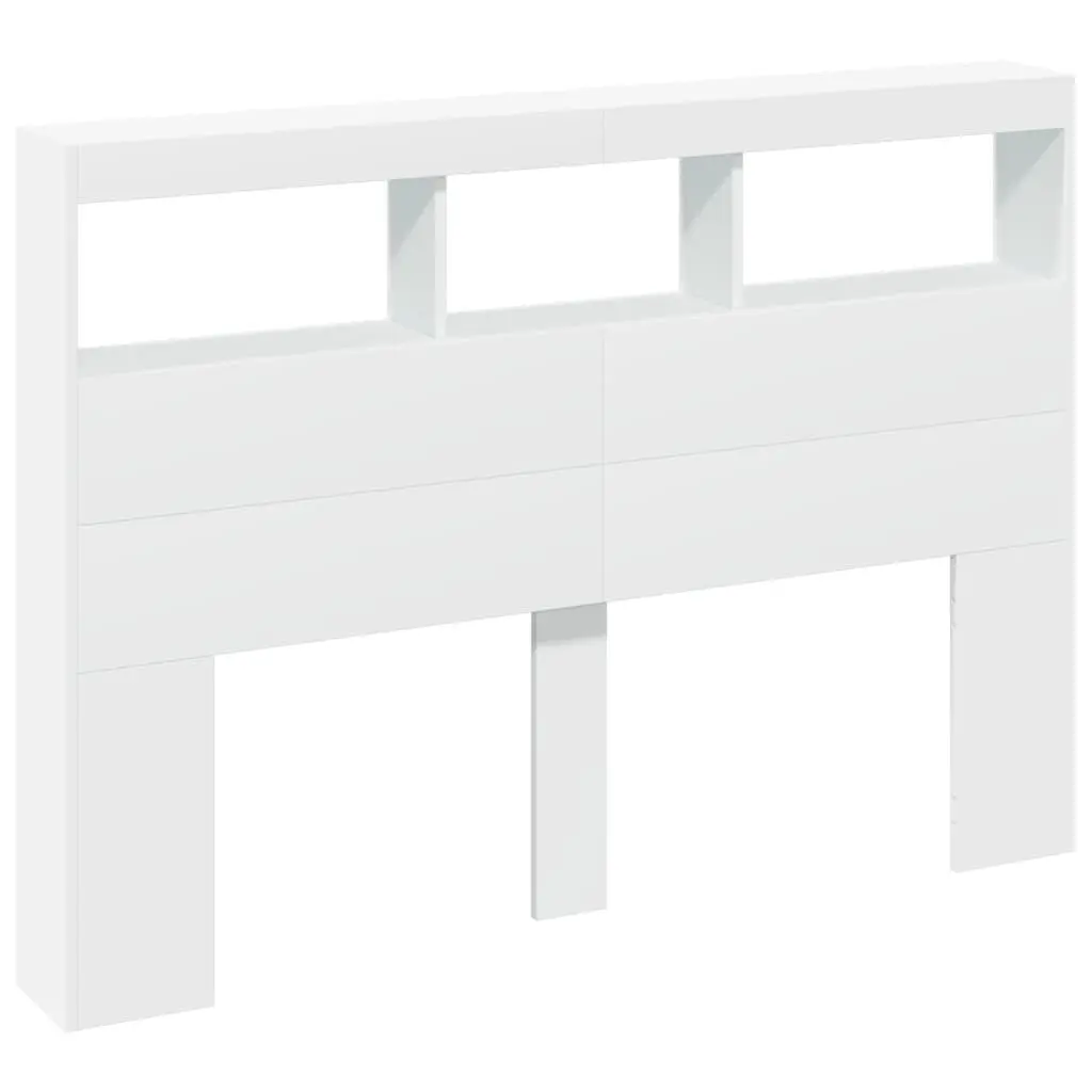 White Headboard Cabinet with RGB LED Lights