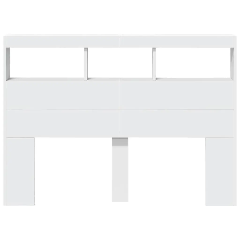 White Headboard Cabinet with RGB LED Lights