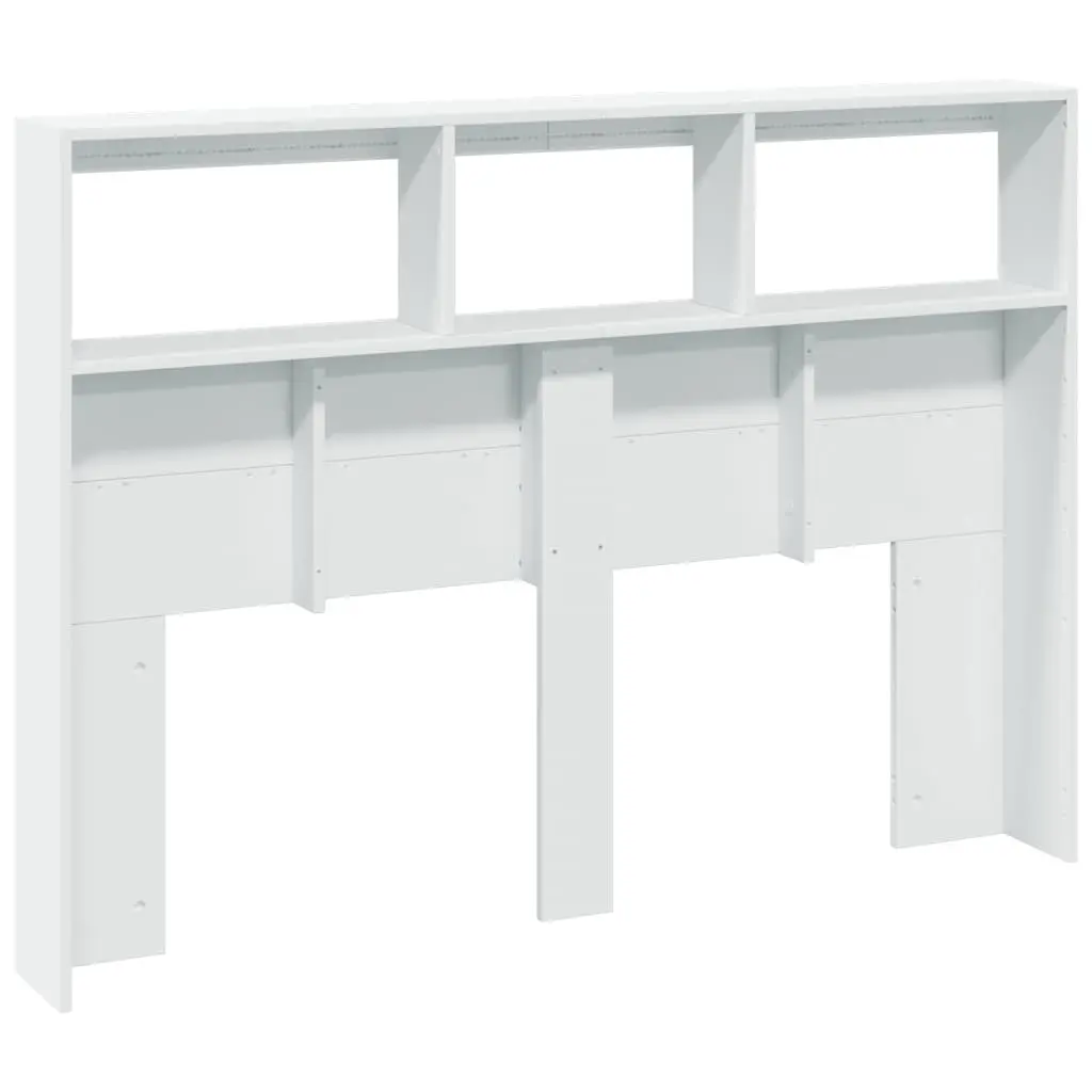 White Headboard Cabinet with RGB LED Lights