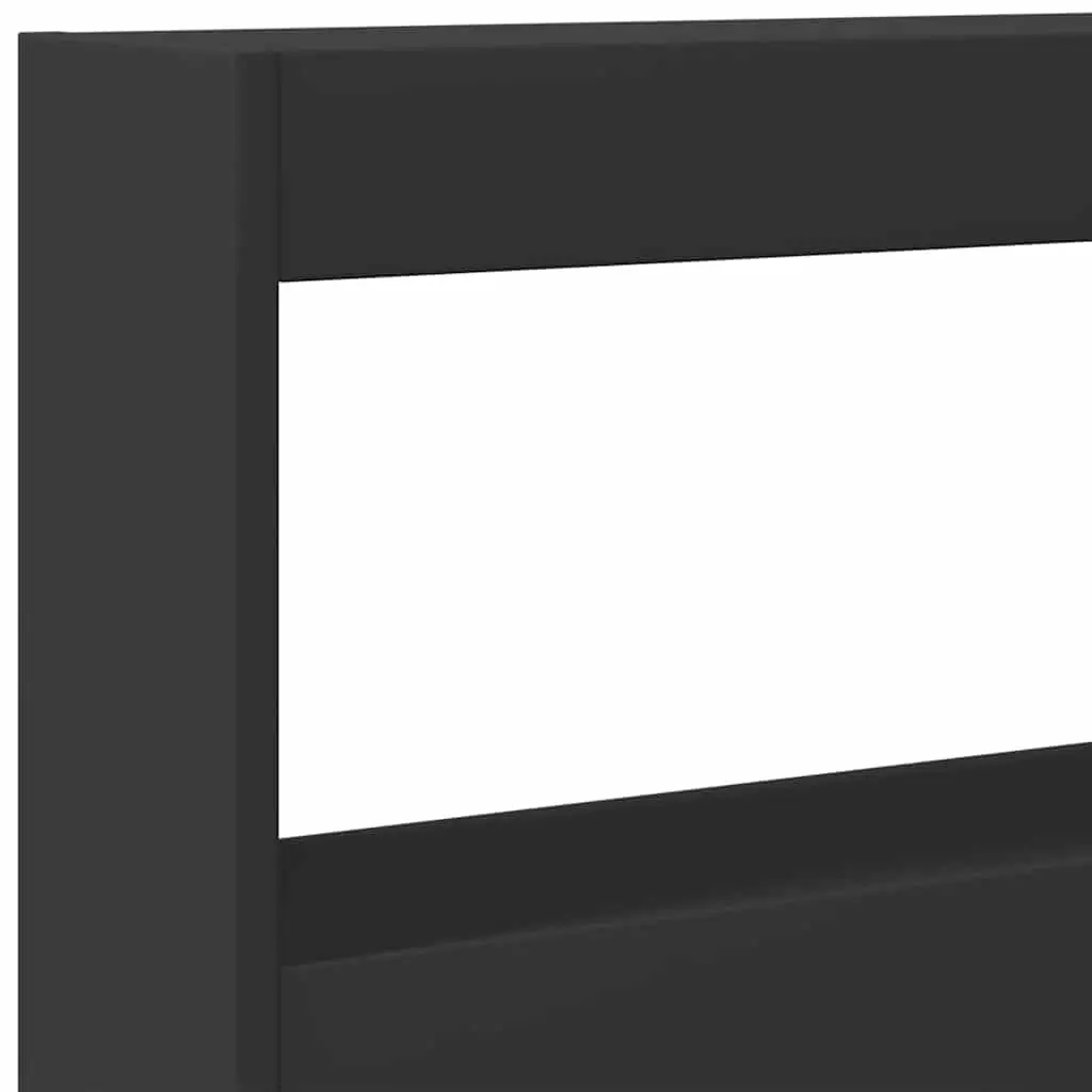 LED Headboard Cabinet Storage Black Modern Bedroom Bedside Headrest Design
