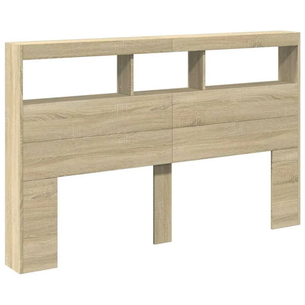 Brown Headboard Cabinet with LED Lights