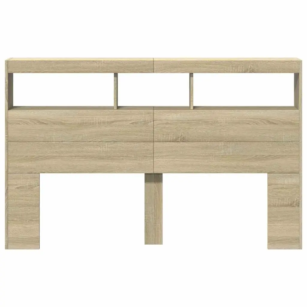 Brown Headboard Cabinet with LED Lights