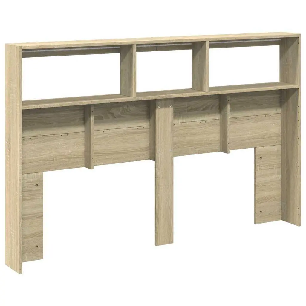 Brown Headboard Cabinet with LED Lights