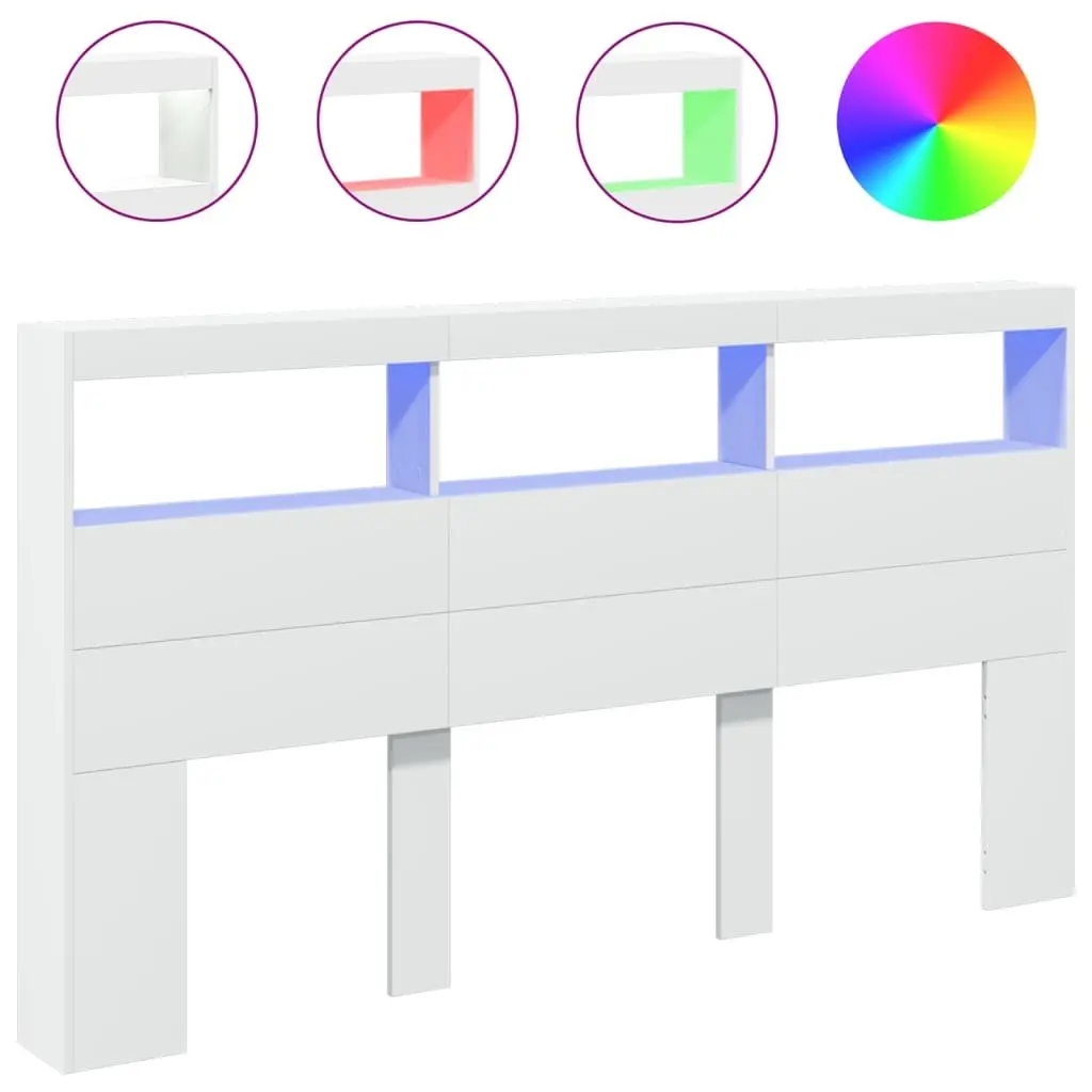 Headboard Cabinet for Bedroom 180cm with RGB LED Lights