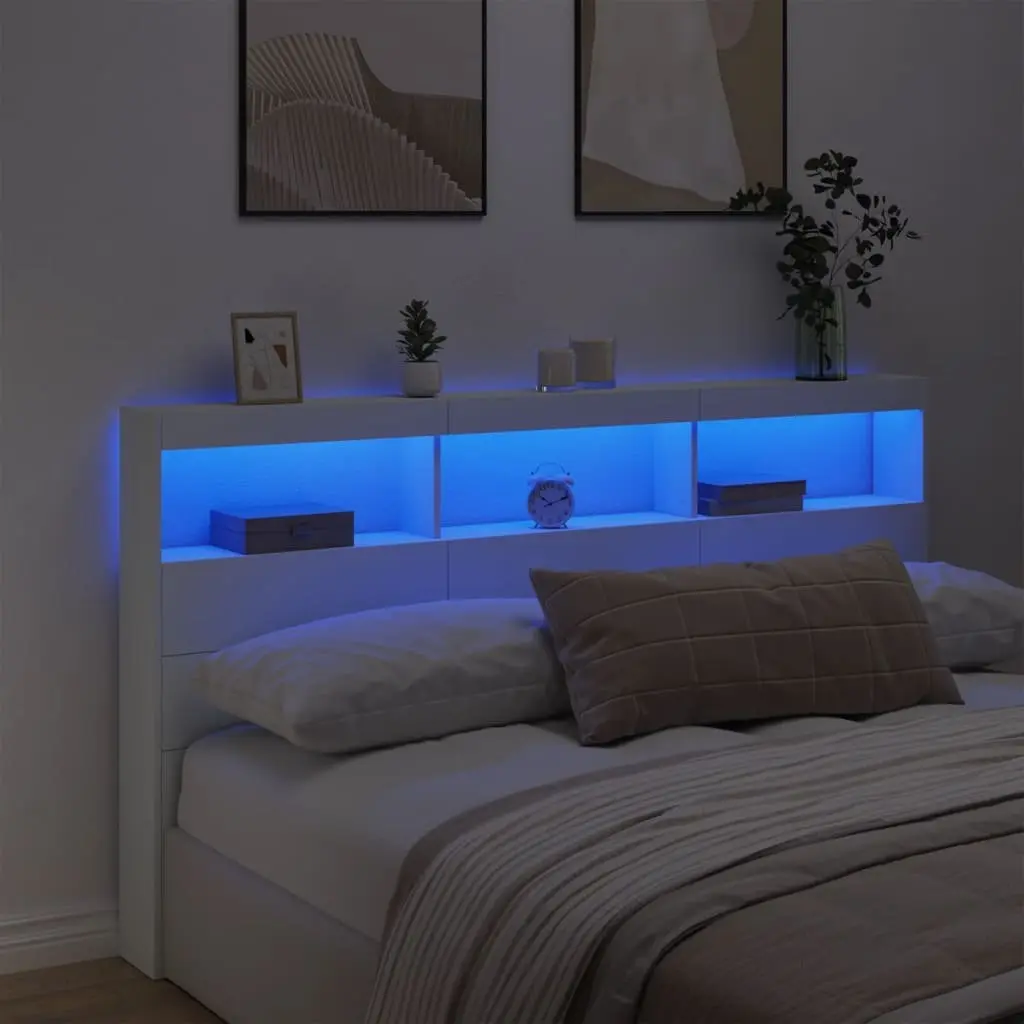Headboard Cabinet for Bedroom 180cm with RGB LED Lights
