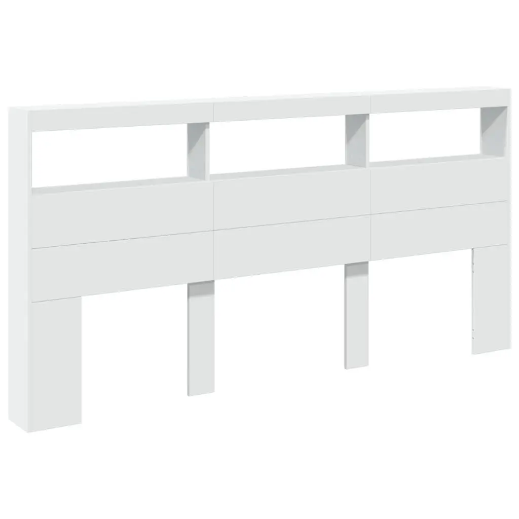 Headboard Cabinet with RGB LED Lights for Bedroom 200cm White