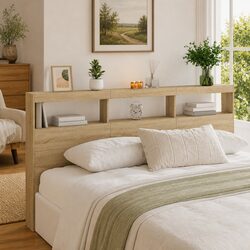 RGB LED Headboard Cabinet, 200cm Brown Engineered Wood