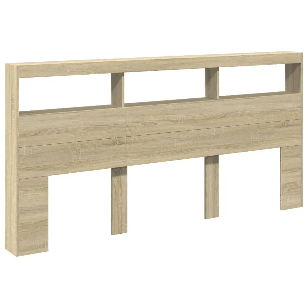 Headboard Cabinet with RGB LED Lights for Bedroom 200cm Brown Engineered Wood