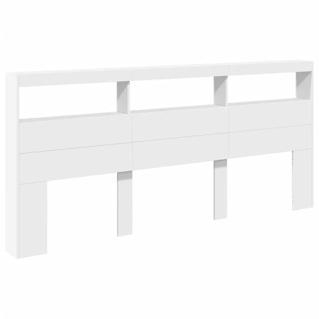 220x17x102cm White LED Headboard Cabinet with Storage Options