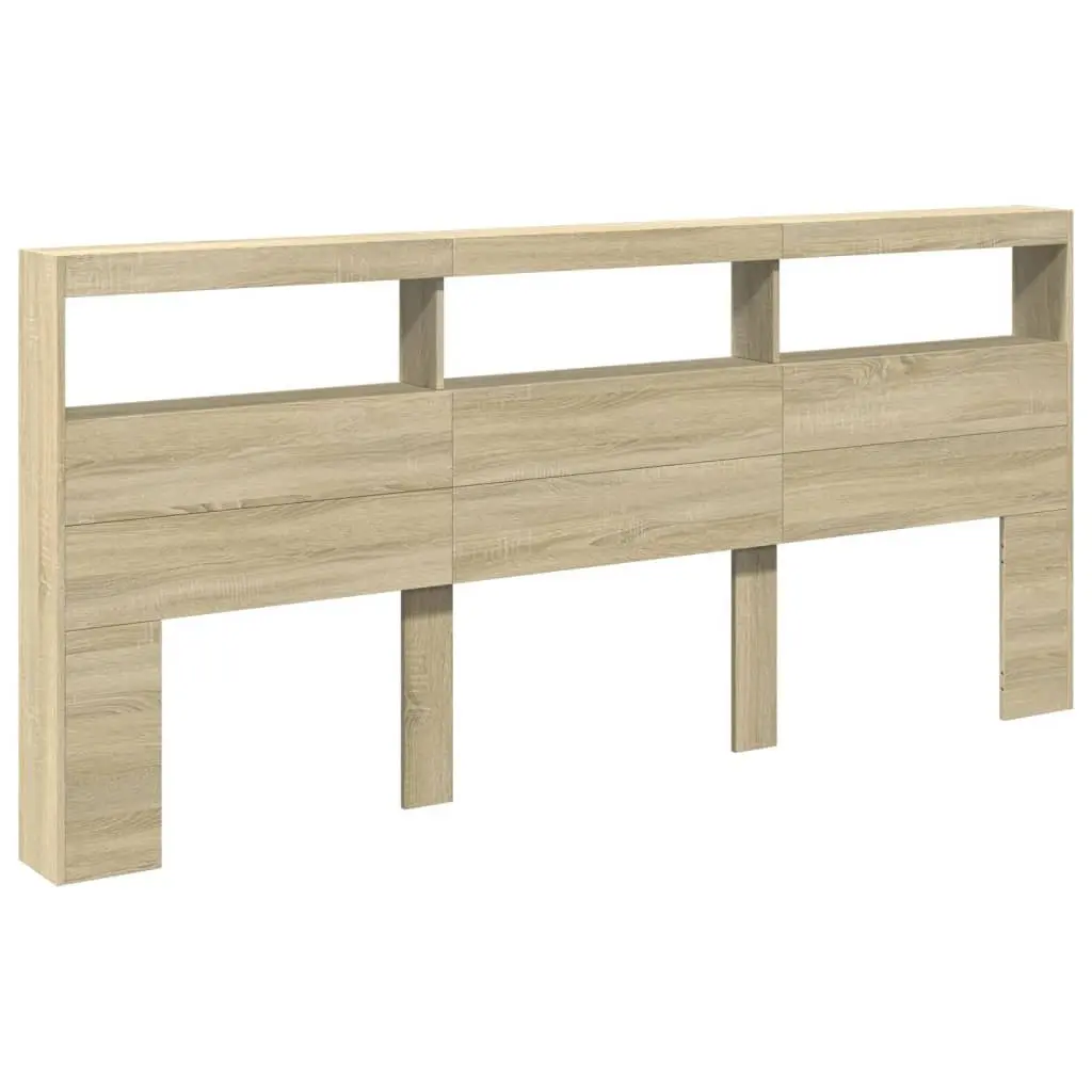 Brown Headboard Cabinet with LED Lighting