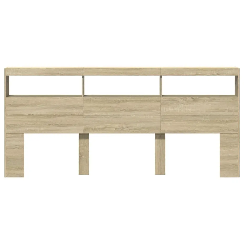 Brown Headboard Cabinet with LED Lighting