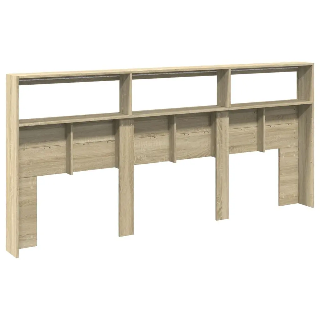 Brown Headboard Cabinet with LED Lighting