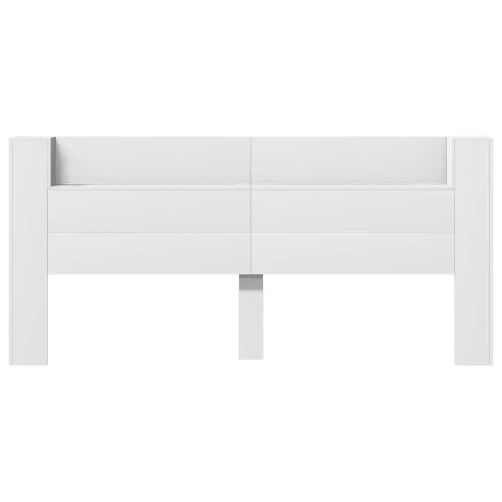 RGB LED White Headboard Cabinet 220cm with Storage Shelf