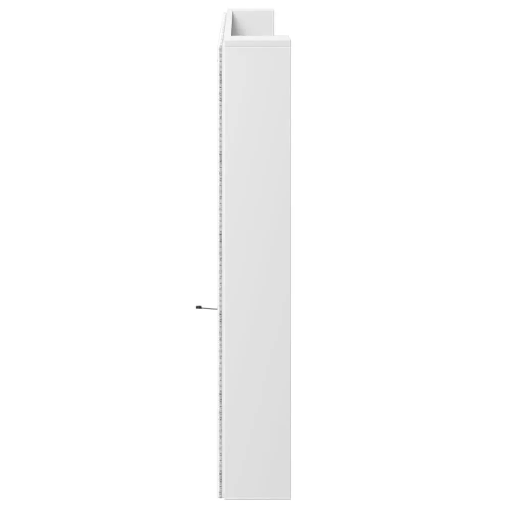 RGB LED White Headboard Cabinet 220cm with Storage Shelf