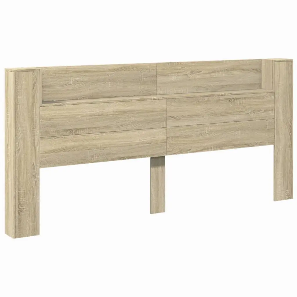 Headboard Cabinet with RGB LED Lights for Bedroom 220 x 16.5 x 103.5 cm Brown Engineered Wood