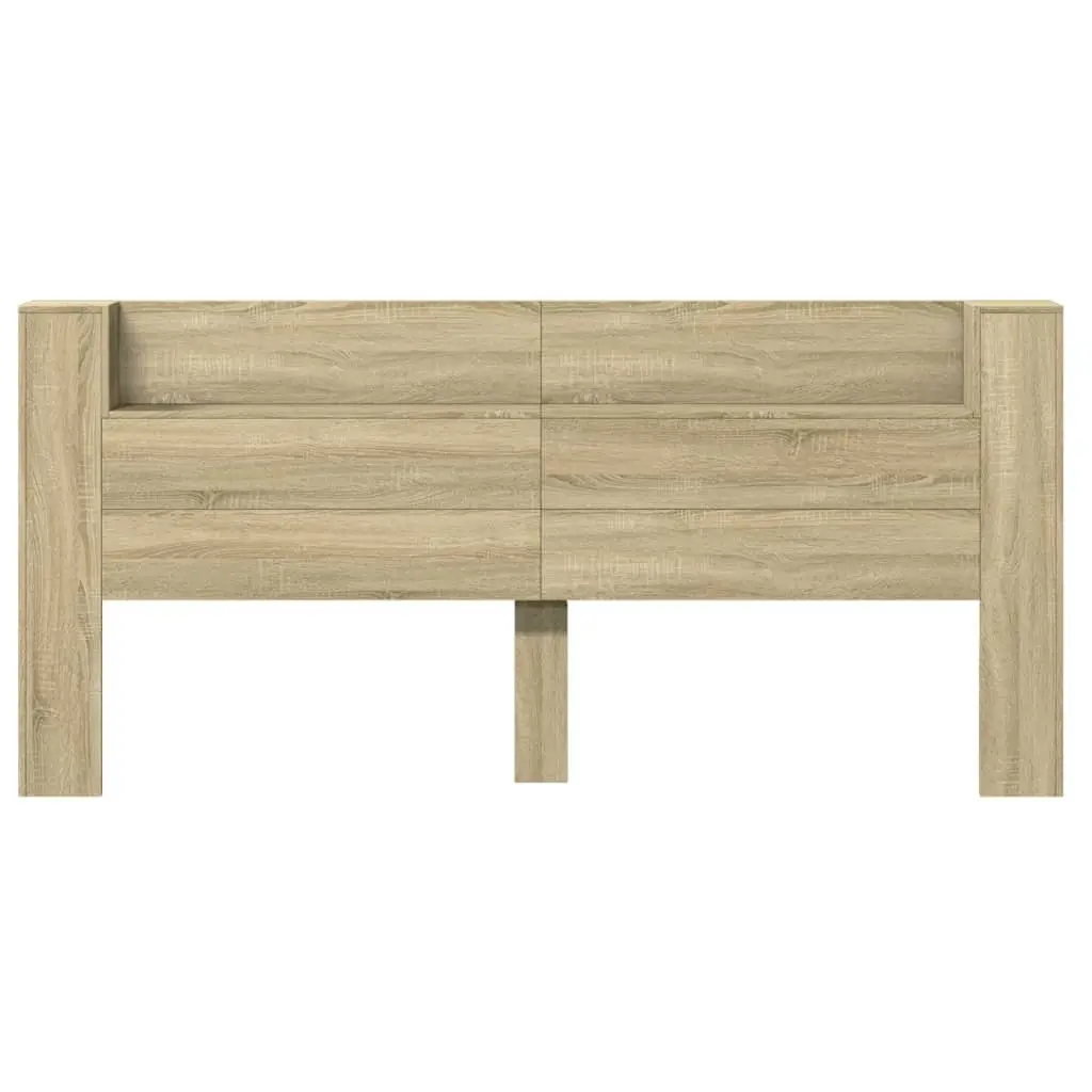 Headboard Cabinet with RGB LED Lights for Bedroom 220 x 16.5 x 103.5 cm Brown Engineered Wood