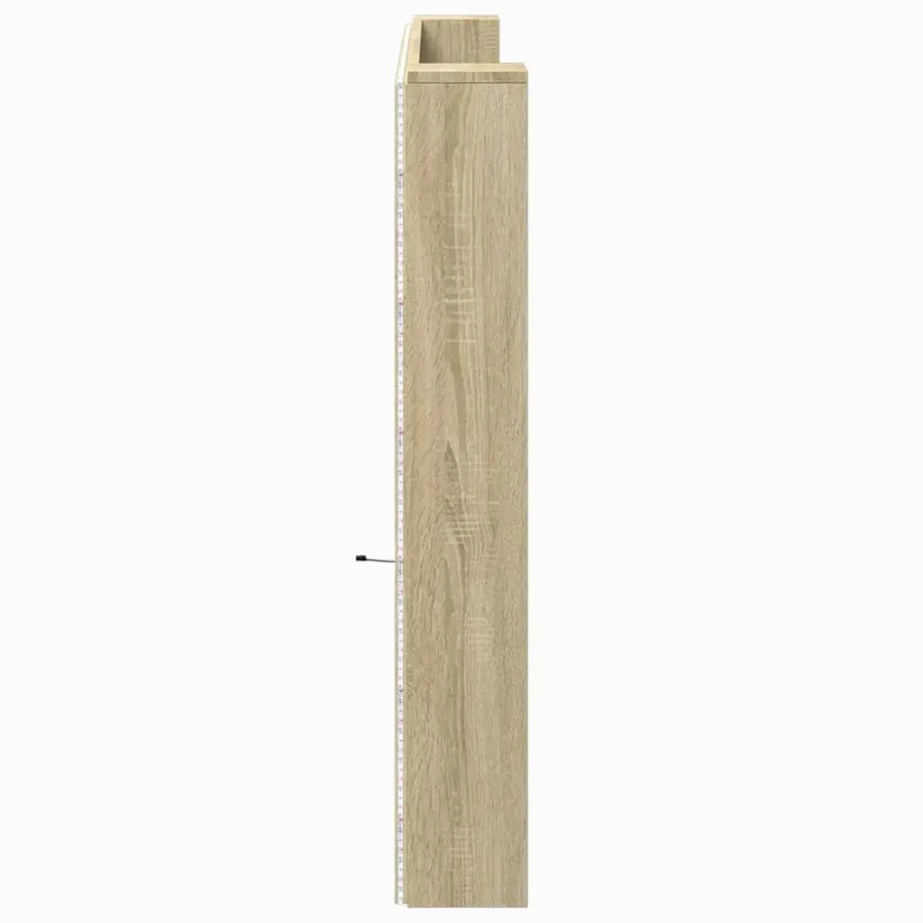 Headboard Cabinet with RGB LED Lights for Bedroom 220 x 16.5 x 103.5 cm Brown Engineered Wood
