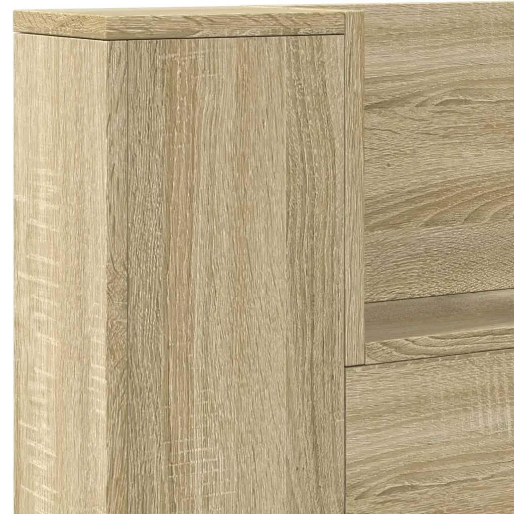 Headboard Cabinet with RGB LED Lights for Bedroom 220 x 16.5 x 103.5 cm Brown Engineered Wood
