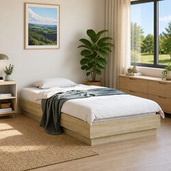 Bed Frame Specifications: 90x190 cm Sonoma Oak Engineered Wood