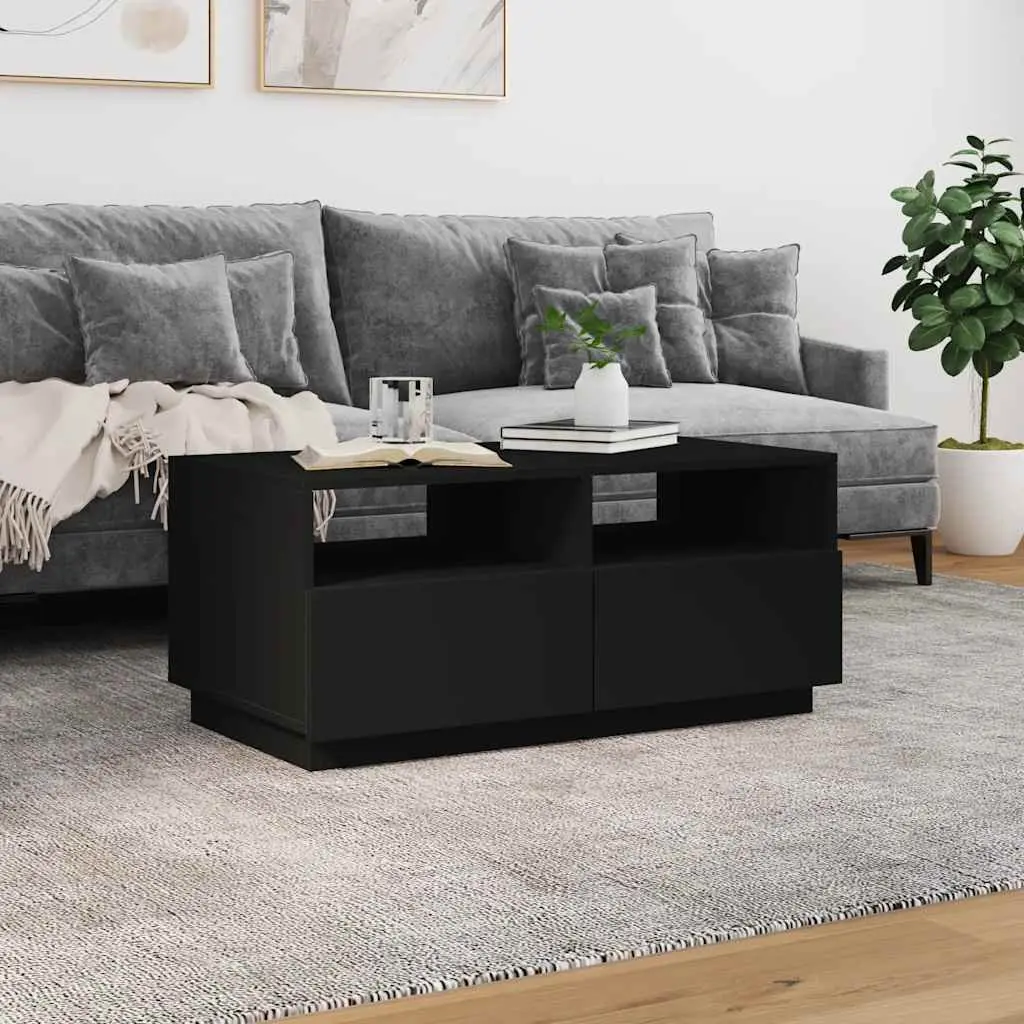 Coffee Table for Living Room Black Modern 90L x 49W x 40H cm