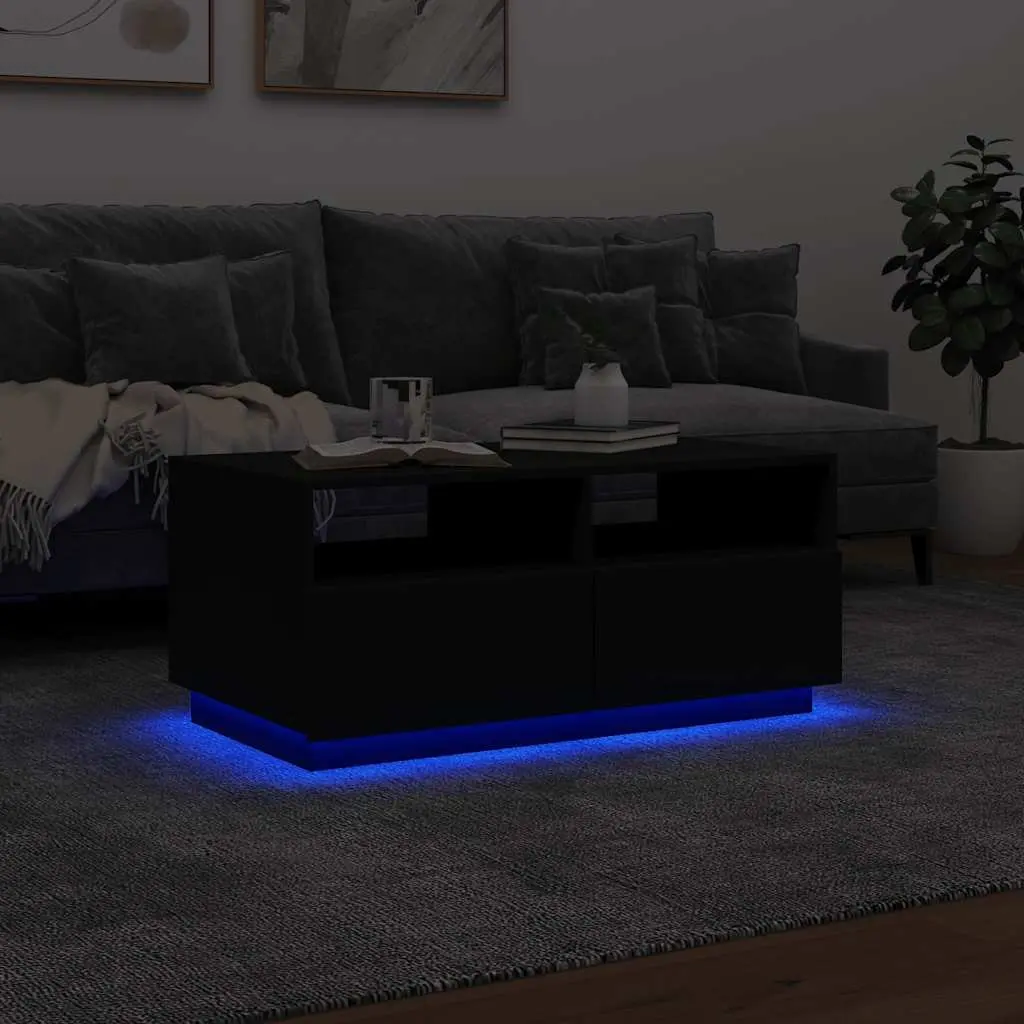Coffee Table for Living Room Black Modern 90L x 49W x 40H cm