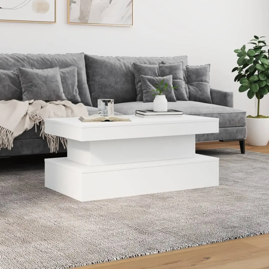 Coffee Table with RGB LED Lights Modern Side Table Living Room Accent Furniture