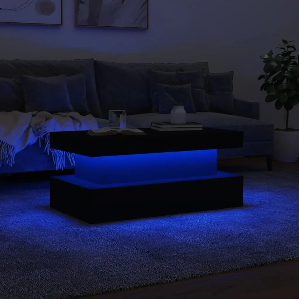 Coffee Table with RGB LED Lights Modern Side Table Living Room Accent Furniture