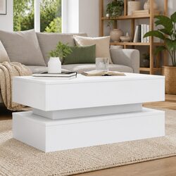 White RGB LED Coffee Table - Dimensions 90x50x40cm