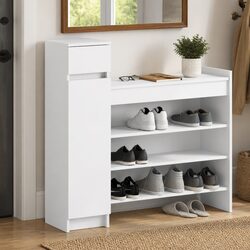 Shoe Cabinet Dimensions 100.5x28x100 cm in White