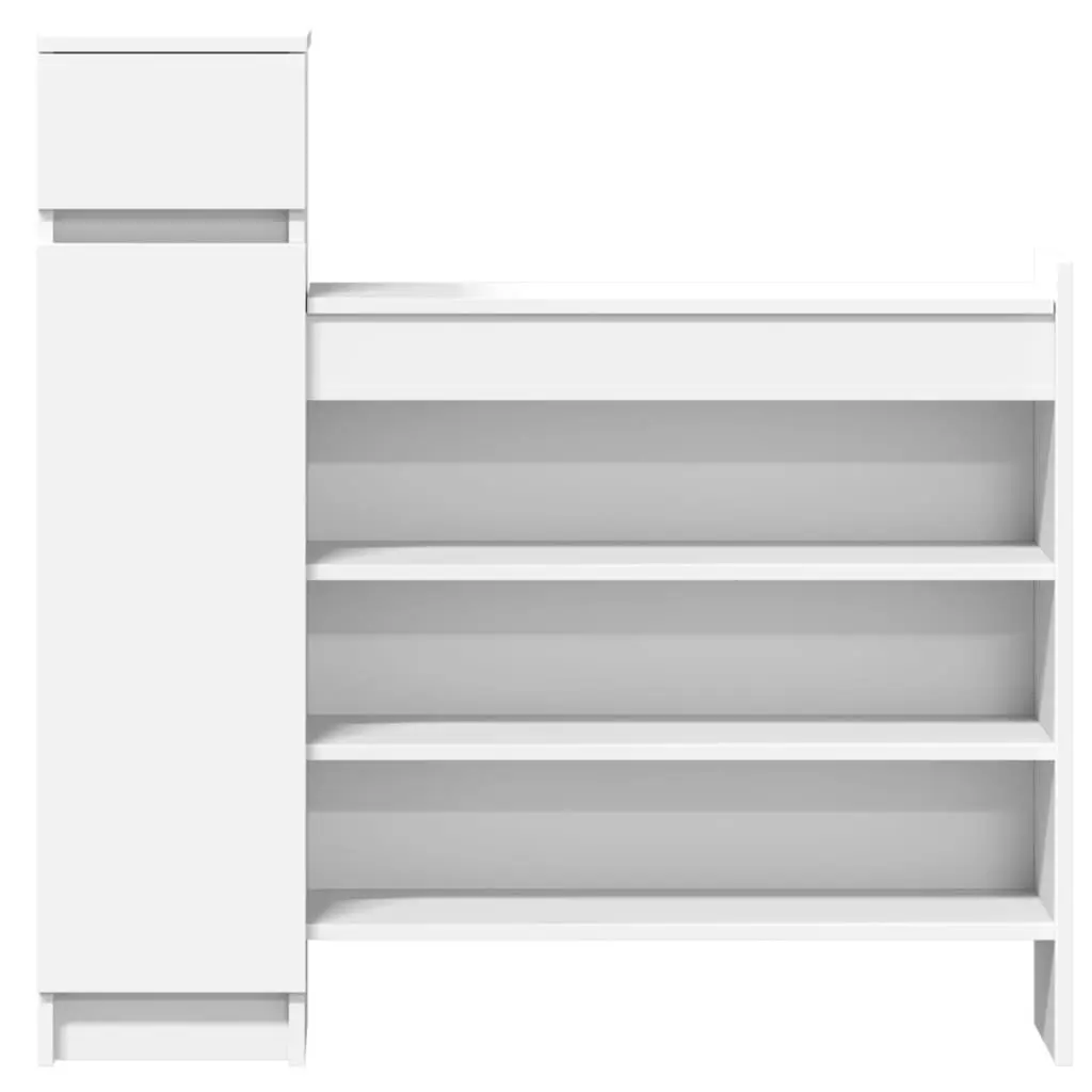 Shoe Cabinet White 100.5x28x100 cm Storage Organiser Cupboard Drawer Shelves