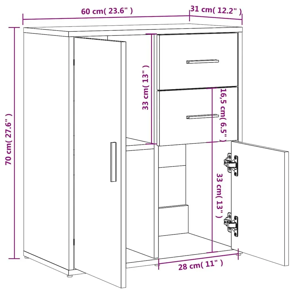 White Sideboard 60x31x70 cm