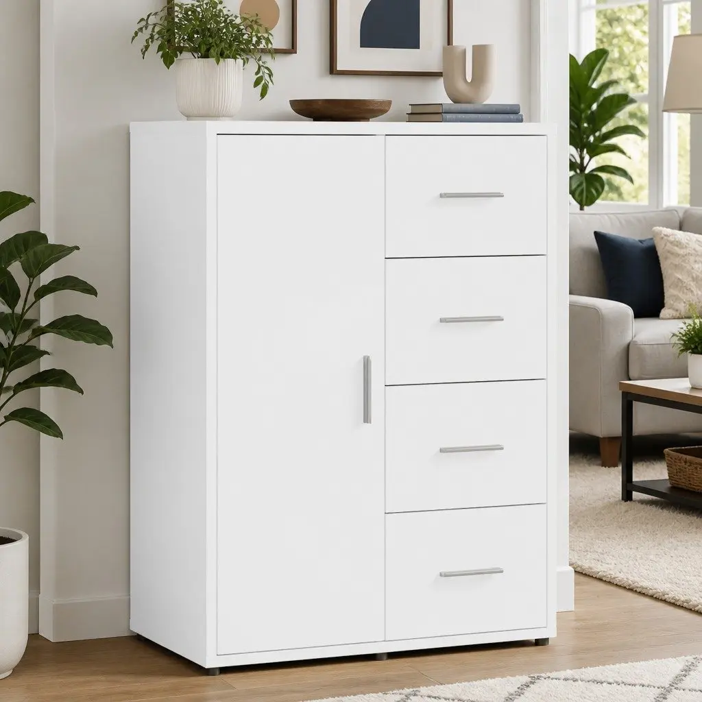 Sideboard for Living Room White 60x31x84 cm Engineered Wood Storage Cabinet