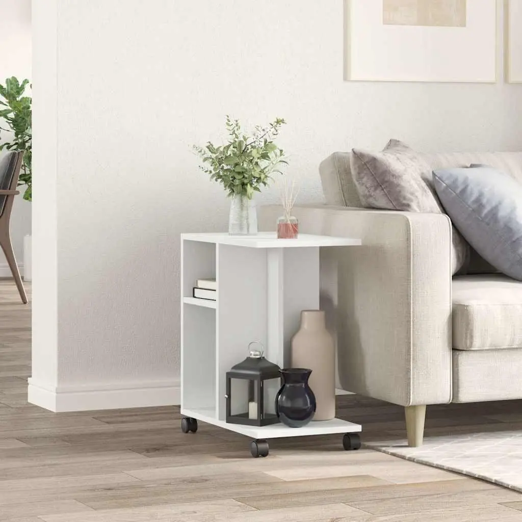 End Table for Living Room White Engineered Wood 50 x 30 x 55 cm