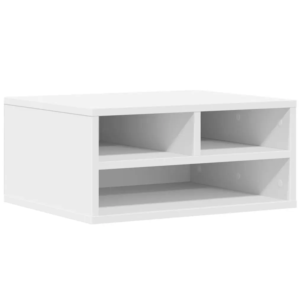 Printer Stand White Engineered Wood Organiser Shelf Storage Office Desk Table 49 x 40 x 22.5 cm