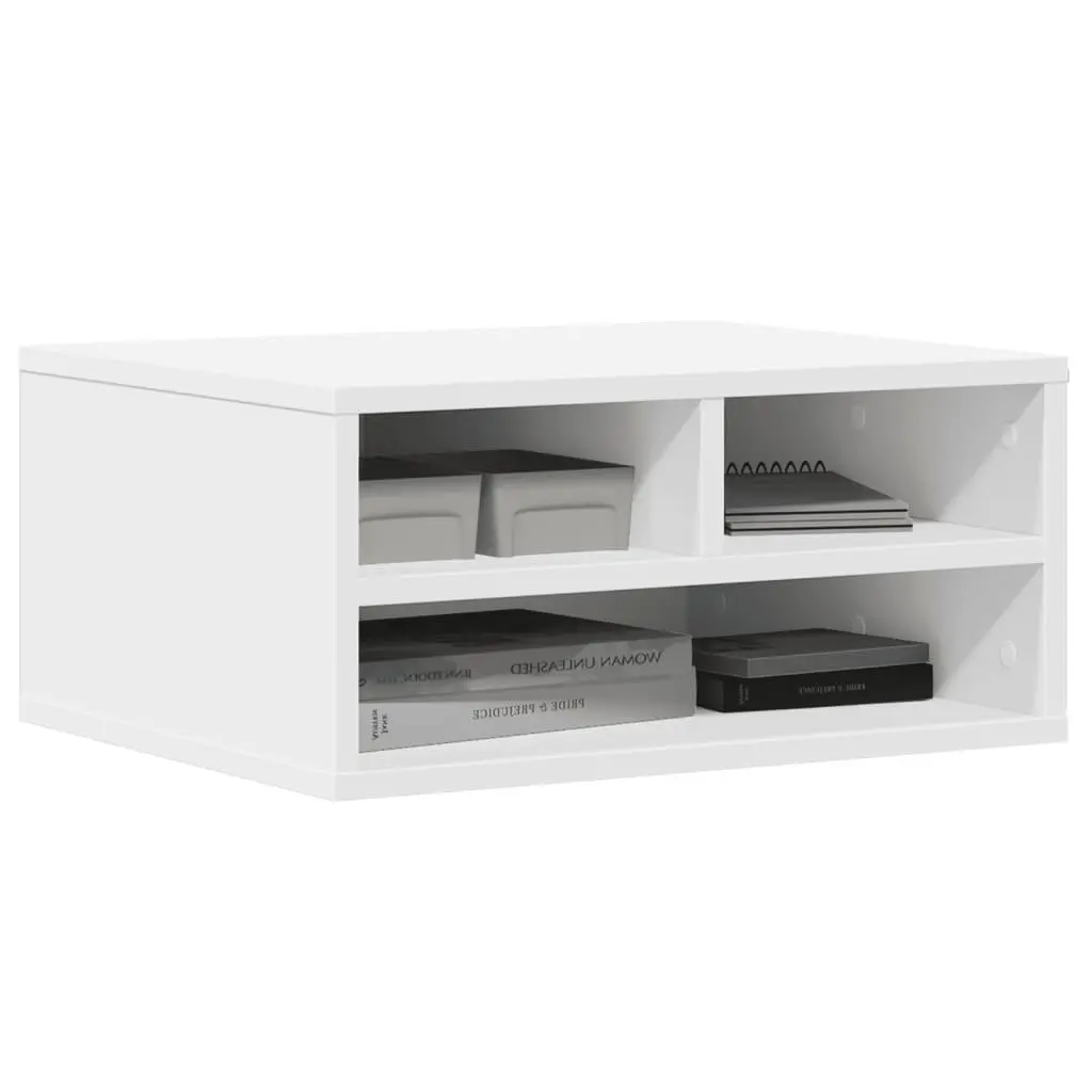 Printer Stand White Engineered Wood Organiser Shelf Storage Office Desk Table 49 x 40 x 22.5 cm