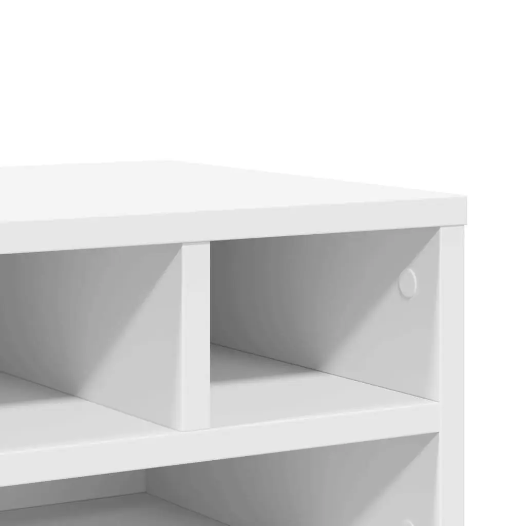 Printer Stand White Engineered Wood Storage Shelf Office Desk Organizer