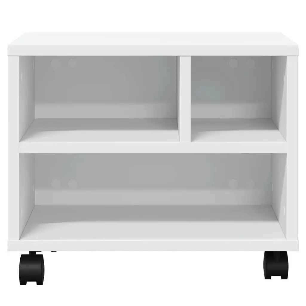 Printer Stand with Wheels White Mobile Office Desk Organiser Storage Table