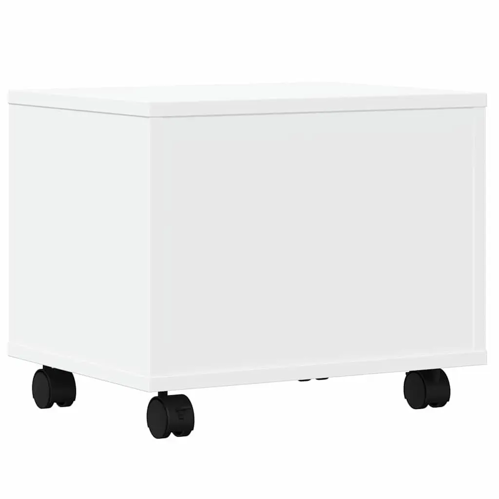 Printer Stand with Wheels White Mobile Office Desk Organiser Storage Table