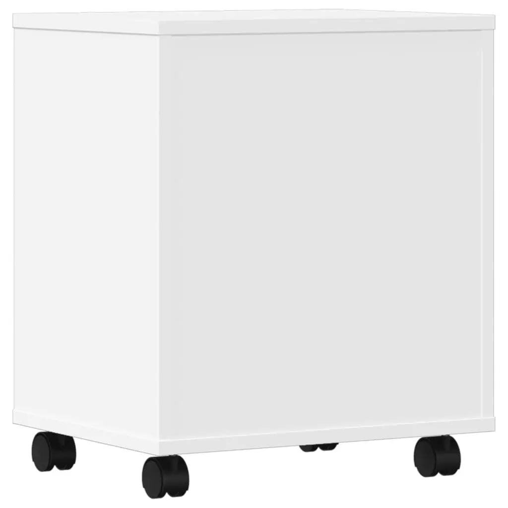 Printer Stand with Wheels White Engineered Wood Mobile Organiser Storage Shelf