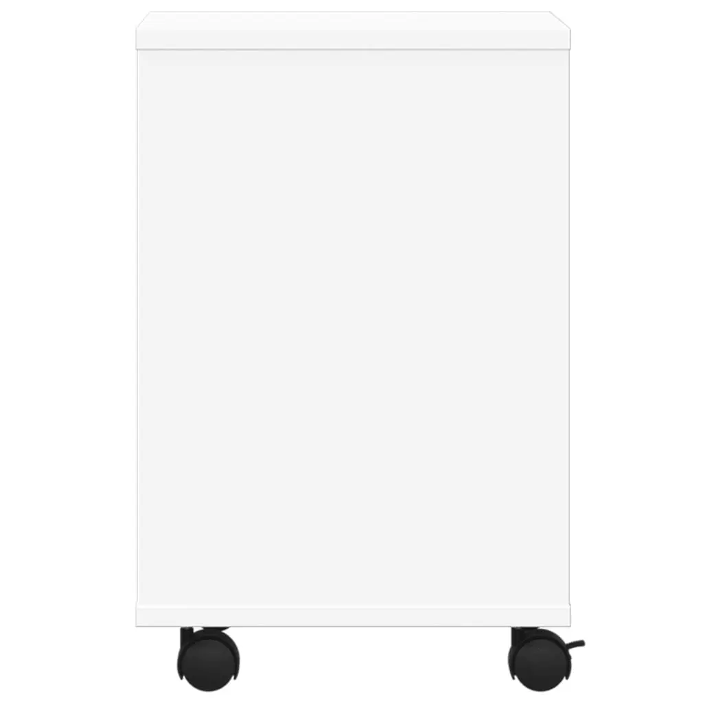 Printer Stand with Wheels White Engineered Wood Mobile Organiser Storage Shelf