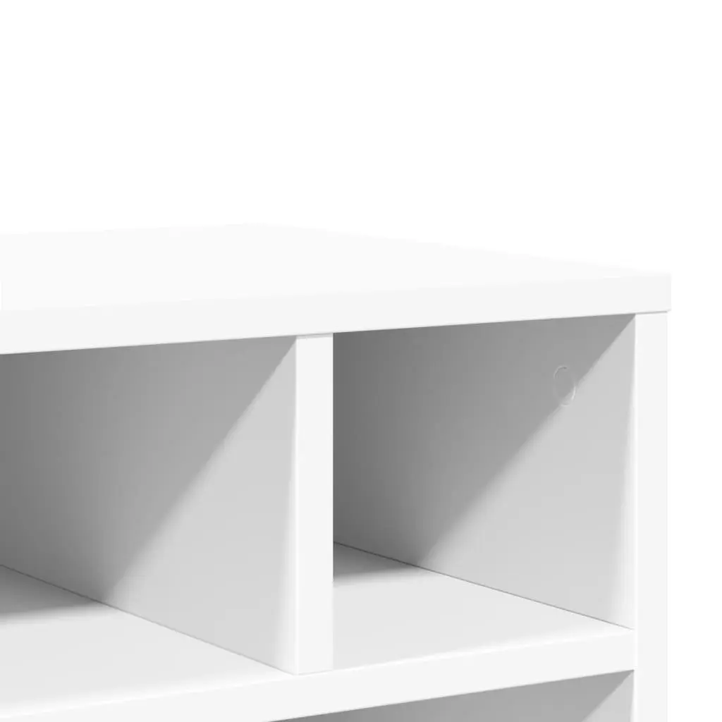 Printer Stand with Wheels White Engineered Wood Mobile Organiser Storage Shelf