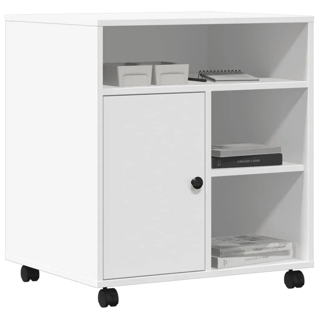 Printer Stand with Wheels for Office Organiser White 60 x 50 x 67 cm