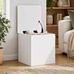 White Engineered Wood Storage Chest - Dimensions 40 x 42 x 46 cm