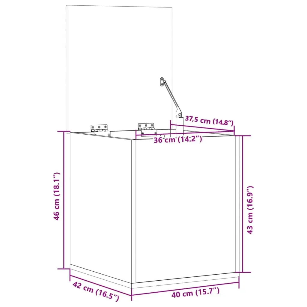 Storage Chest White Engineered Wood Box Bedroom Living Room 40 x 42 x 46 cm