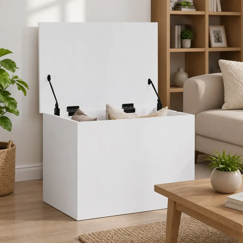 Storage Chest White for Living Room 60x42x46 cm Engineered Wood Toy Box Organiser Furniture