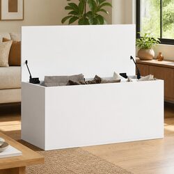Storage Box Specifications: 100x42x46 cm in White Engineered Wood