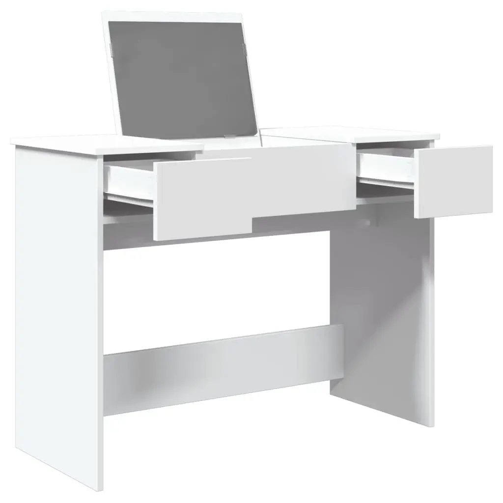 White Dressing Table with Mirror Bedroom Vanity Storage Unit 100x45x76cm Modern