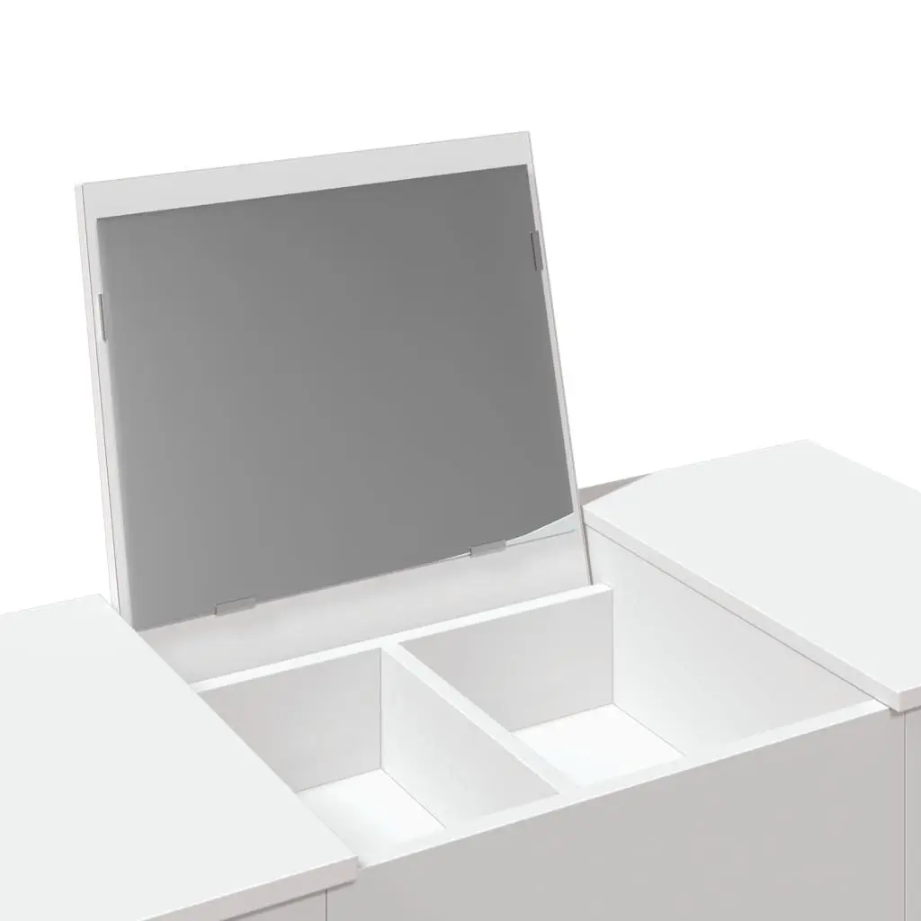 White Dressing Table with Mirror Bedroom Vanity Storage Unit 100x45x76cm Modern
